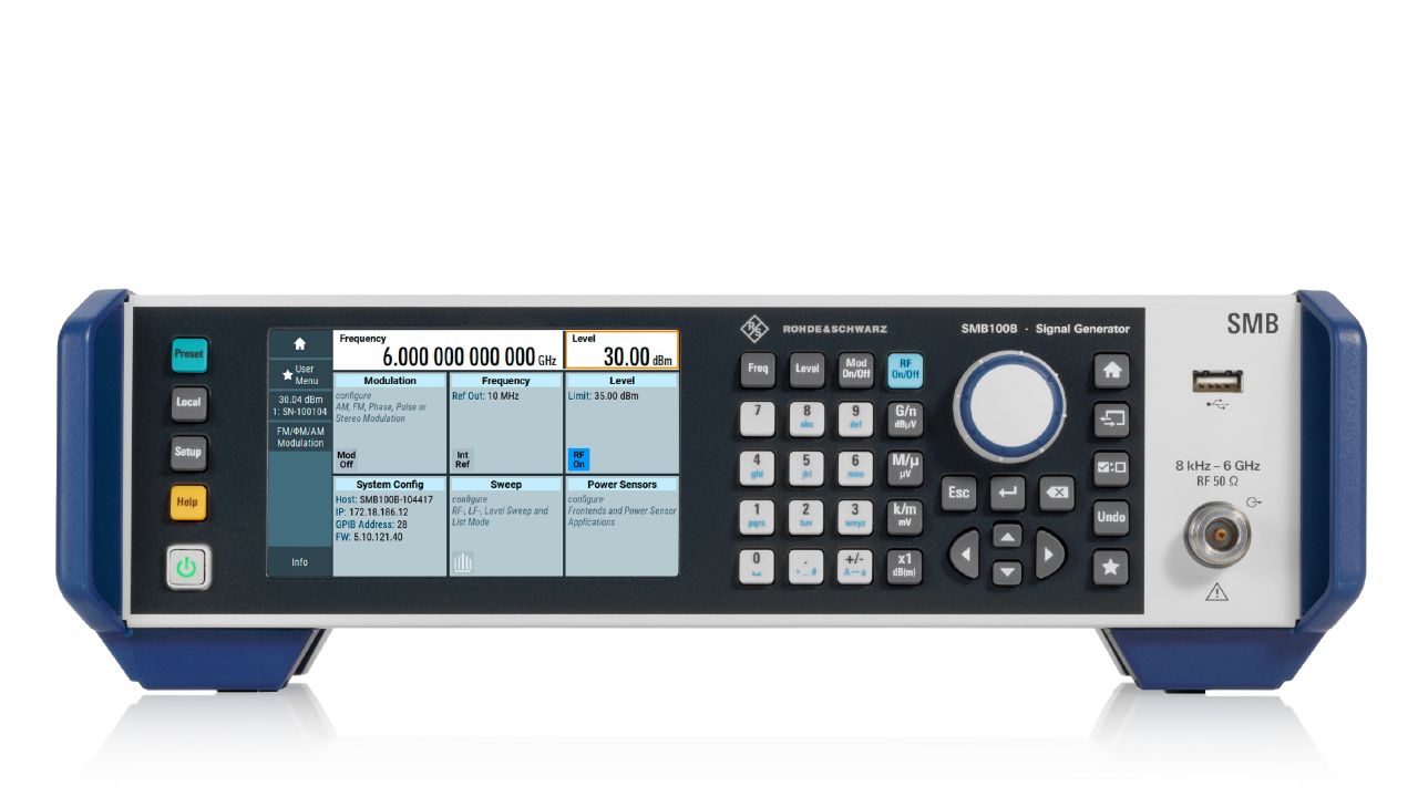 R&S®SMB100B RF and microwave signal generator,8 kHz to 1, 3, 6, 12.75, 20, 31.8 and 40 GHz